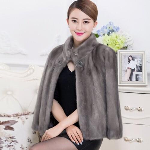 2016 winter new mink coat collar whole mink coat nine points sleeve mink fur coat female short paragraph