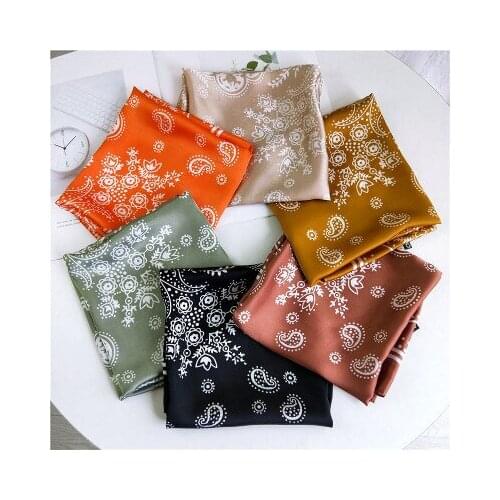 70*70cm New I All-match Cashew Flower Small Square Scarf Female Decorative Artistic Korean Small Silk Scarf