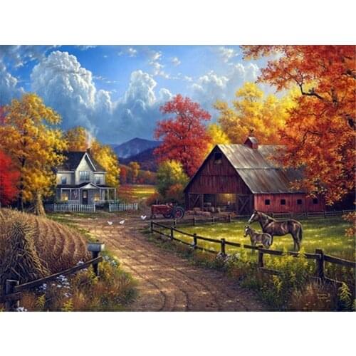 Landscape House DIY Embroidery Cross Stitch 11CT Kits Craft Needlework Set Printed Canvas Cotton Thread Home Room