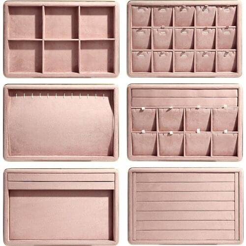 Pink Pu Jewelry Display Tray Necklace Holder Metal Luxuly Ring Organizer Earring Show Stand Mall Watch Show Plate Tray