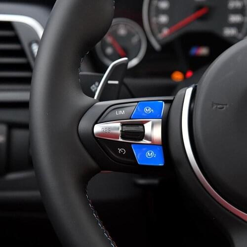 Blue ABS Plastic Stickers for BMW F30/E90 Press M Mode Button Thong Steering Wheel M1M2 Mode Button Car Modification Accessories