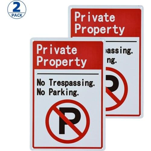 Private Property No Trespassing Metal Sign 2 Pack Weatherproof - Easy to Mount - Indoor & Outdoor use