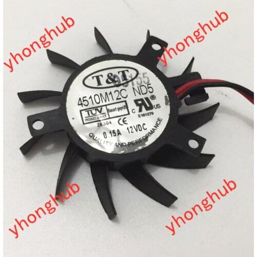 T&T 4510M12C ND8 DC 12V 0.15A Dia. 40mm C/C 29x29x22mm Server Frameless Fan