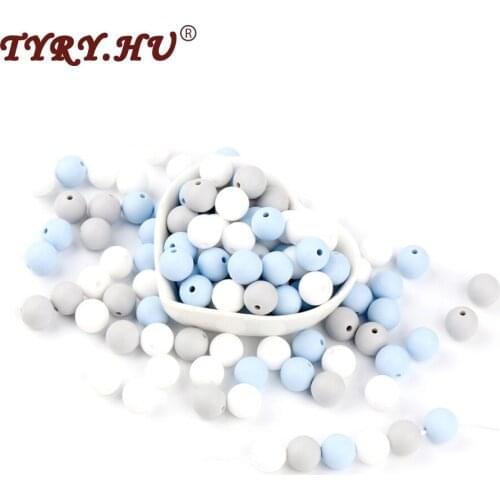 TYRY.HU 30Pcs Silicone Beads 12mm Baby Teething Beads BPA Free Chewable Nursing Round Beads Baby Teethers For Necklace Making
