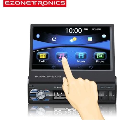 Car Radio Stereo Universal 7inch slip down Touch Screen 1DIN Remote Control FM Bluetooth MP3 MP4 MP5 Audio Player Mirror Link