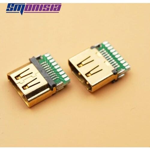 Smonisia 10PCS HDMI-compatible A Type PCB Board Bond Wires Seals HD HDMI-compatible Socket Connector Female Seat Test