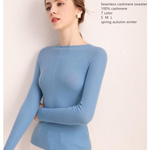 Naizaiga 100% cashmere o-neck solid blue wine red thin spring pullovers women Seamless sweater ,DGYS21