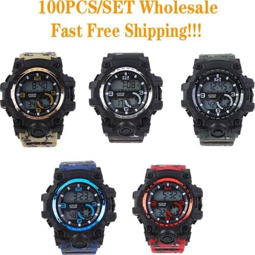 100PCS/LOT Watch For Men Reloj Luxury Masculino Digital LED Watch Date Sport Men Electronic Watchs Reloj G Shock Wholesale