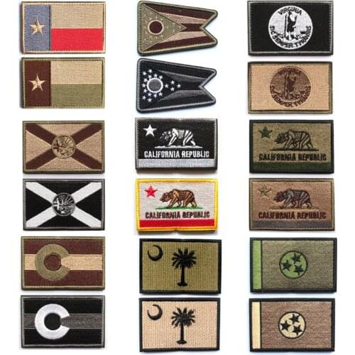 USA State Flag patches Texas Ohio Virginia Florida California Colorado Tennessee Embroidered Military Patch for Clothes