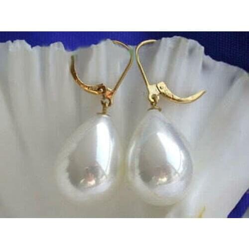 2015 Beautiful 12x16mm White Shell Pearl Drop Dangle Earrings Grade DIY Jewelry Design Wholesale and retail