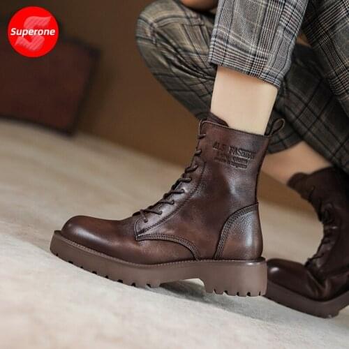 2021 low-cut leather Martin boots womens autumn and winter new boots British wind boots flat retro boots