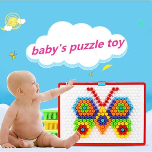 230PCS DIY Mosaic Picture 3D Puzzle Toy Children Composite Intellectual Educational Mushroom Nail Children Puzzle Game