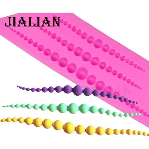 3D Three Line Different Size Beads lace wedding cake decorating tools DIY baking cooking fondant silicone molds T0144
