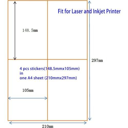 400 Pcs 105mm X 148.5mm A6 Sticker For Laser Inkjet Printer Ebay Paypal USPS UPS Shipping Label Sticker Accept Customer Order