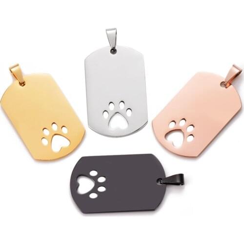 5Pcs/Lot Personalized Mirror Polished Stainless Steel Hollow Pet Blank Tag For Cat Puppy Dog Pendant Jewelry Wholesale