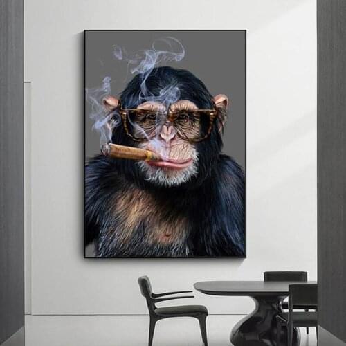 Abstract Smoking Monkey and Gorilla Canvas Painting Posters and Prints Street Art Animal Wall Art Pictures for Living Room