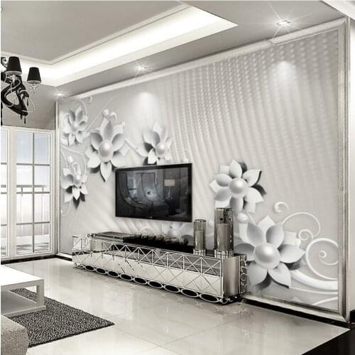 Free Shipping 3D wallpaper Crystal flower Living Room TV Wall custom living room lobby mural 8D murals