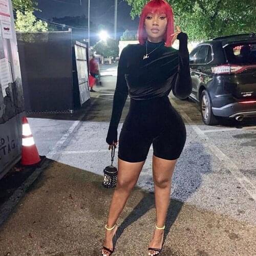 BKLD Sexy Women Clothing Bodycon Velvet Romper Long Sleeve With Gloves Multi-Wear Zipper Party Nightclub Rompers For Women 2020