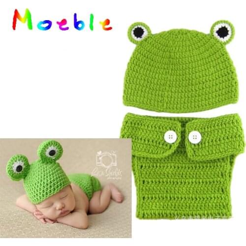 Baby Crochet Frog Hat and Pants Set Photography Props Baby Crochet Aminal Beanie Photo Costume Set Knitted Hat 1set MZS-14108