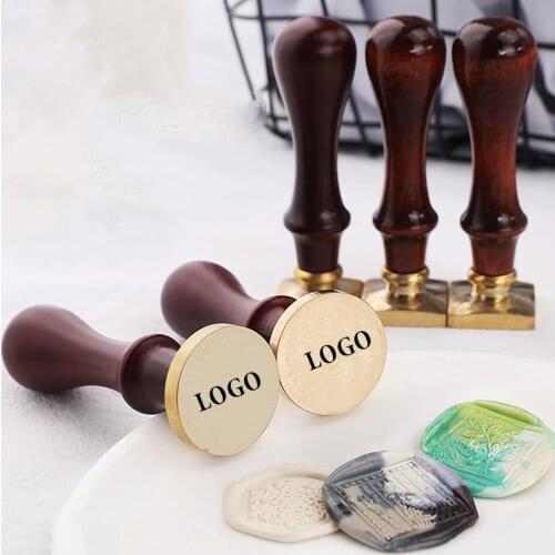 DIY Sealing Wax Seal stamp Solid wood handle Retro Metal Seal BIrthday Wedding Invitations Decoration Accept Customization
