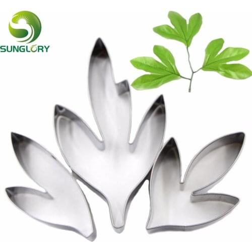 Cake Decoration Fondant 3PCS Stainless Steel Flower Cutter Peony Leaves Cookie Cutter Floral Leaf Petal Gum Paste Biscuit Mold