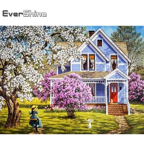 Evershine 5D DIY Diamond Embroidery House Rhinestone Picture Full Square Diamond Painting Landscape Wall Decoration