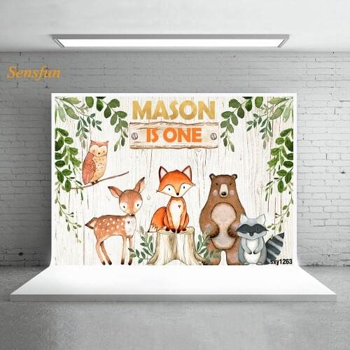 LEVOO Photography Background Baby Shower Woodland Animals Birthday Photographic Backdrop Photophone Photo Studio Shoot Props