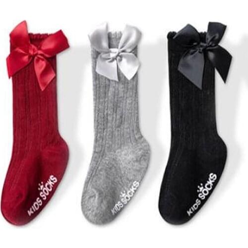 Girls Big Bow Knee High Socks Princess Soft New Kids Sock Toddlers Cotton Lace baby Socks Kids kniekousen meisje girls sock