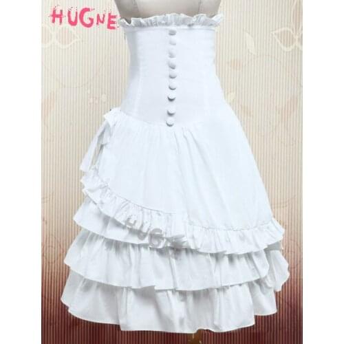 Cotton White Ruffle Layered Lolita Skirt high waisted
