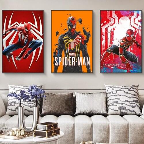 Canvas Painting Marvel Avengers Superhero Spiderman Character Poster Prints Wall Art Pictures for Living Room Nordic Home Decor