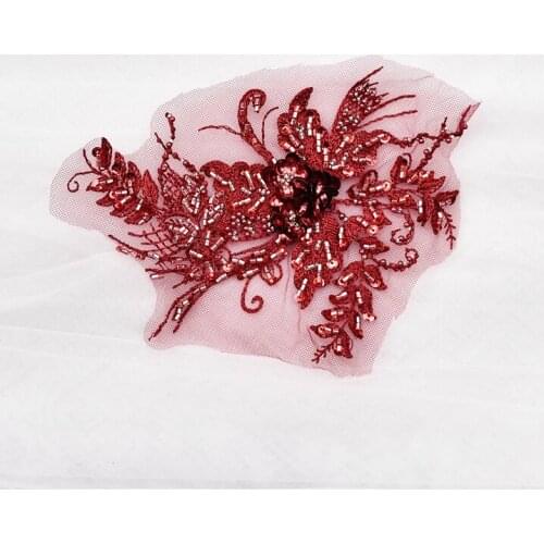 1pc 20*15cm flower embroidered lace applique for wedding dress bridesmaid Large floral embroidery patch lace appliques