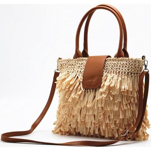 Fashion Tassel Straw Bags Designer Letters Rattan Women Handbags Wicker Woven Shoulder Crossbody Bag Summber Beach Bali Purse