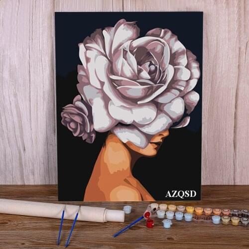 Abstract Beautiful Flower Women Modern DIY Painting By Numbers Kit Acrylic Paints 40*50 Painting On Canvas Wall Drawing