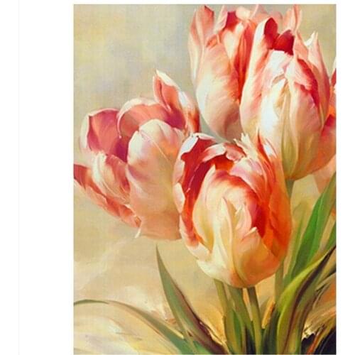 Tulip Diamond Cross-Stitch Kits Painting Square Decor Cross Diamond Rhinestone Stick Drill Full Rhinestone Diamond Needlework