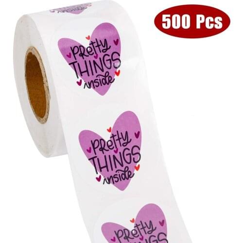 Multiple styles 50-500pcs "Pretty Things Inside " Stickers Heart Thanks for Shopping Small Shop Local Handmade Decor Labels S