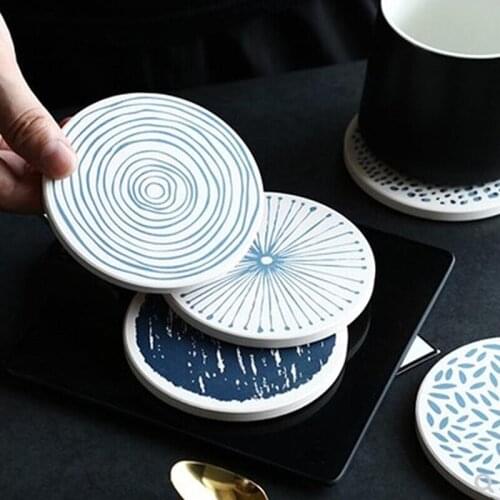 Anti Slip Drink Coasters Insulated Nordic Round Table Mat Solid Placemats Diatomite Non Slip Mat Kitchen Tool For Home Decor