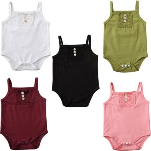 0-18M New Newborn Kid Baby Girl Clothes Summer Sleeveless Casual Plain Romper Body Top Jumpsuit Cute Sweet Sunsuit Outfits