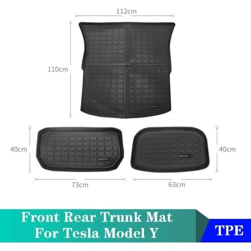 For Tesla Model Y TPE Cargo Liner Mat Car Accessories Front Rear Trunk Mat