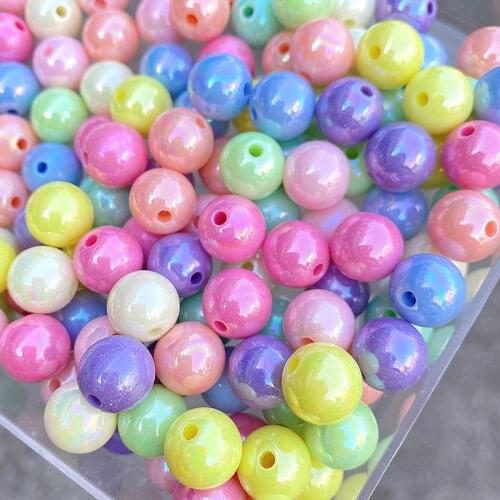 New Miracle AB Spring Pastel Colors Round Gumball Bubblegum Necklace Jewelry Beads Acrylic Bracelet Beads 6mm 8mm 10mm 12mm 14mm