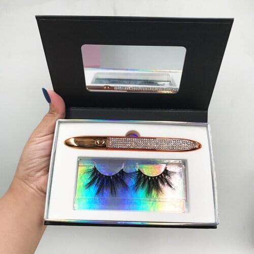Wholesale Eyelashes Book Customized Lashes Packing Box with 25MM Mink Lashes Tweezers