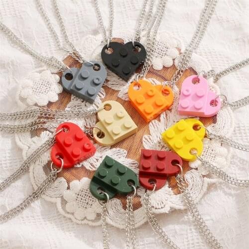 IFMIA Punk Style 2pcs Heart Couples Love Necklace For Lovers Women Men Friendship Necklaces Valentines Gift Cute Jewelry Gifts