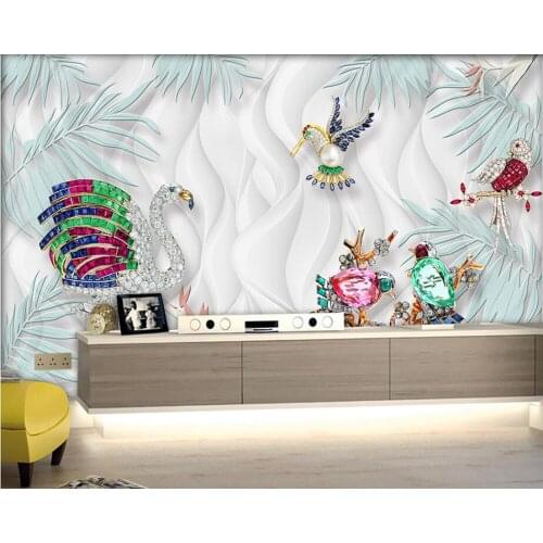 Papel de parede modern Jewel Swan 3d wallpaper, living room sofa TV background kitchen bathroom wall papers home decor murals