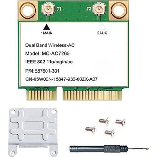 Semi-Mini Pci-E Wifi Card Dual-Band Bt4.2 MC-AC7265 PCIE Gigabit Lan 2.4Ghz 300Mbps 5Ghz 867Mbps for Windows 7 8 10