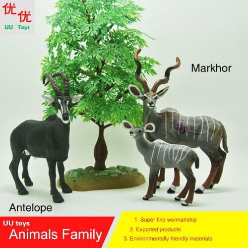 Hot toys: Markhor plus Baby Markhor and Black Gazelle (Antelope) Simulation model Animals kids toys Action Figures