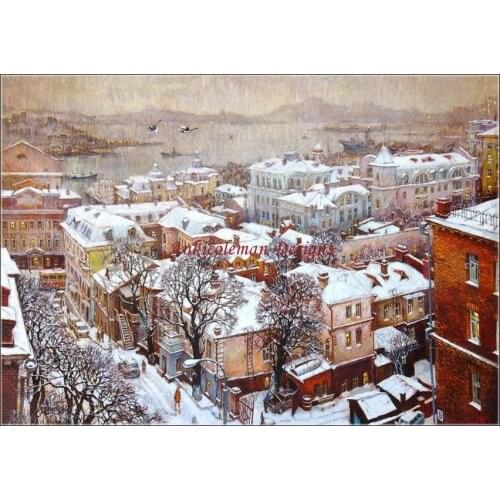 Needlework for embroidery DIY French DMC High Quality - Counted Cross Stitch Kits 14 ct Oil painting - Snowy Morning