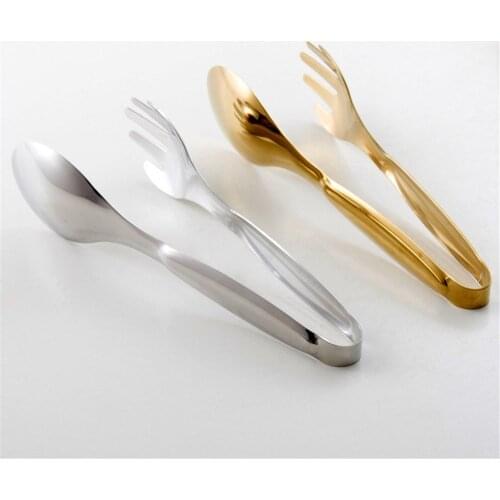 Stainless Steel Salad Tong BBQ Clips Bread Steak Cook Tools Food Serving Utensil Tong Buffet Kichen Accessories Gold Food Clips