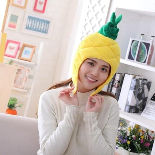 Cartoon Carrot Pineapple Hat Cosplay Funny Hats Kawaii Headgear Headwear Women Men Adult Halloween Festival Party Warm Caps