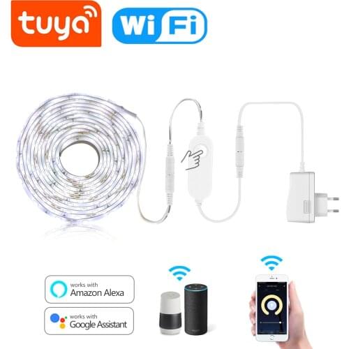 Smart WIFI LED Strip Light work with Alexa Google Assistant Voice Control Warm White/White LED Lights 12V Dimming light strip