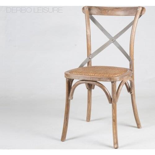 Modern classic famous Design loft fashion antique American country style solid wooden cross back dining side chair furniture 1PC