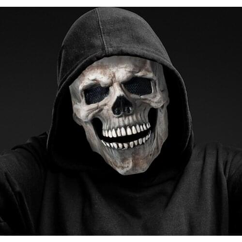 Horror Skull Movable Jaw Mask Cosplay Scary Skeleton Evil Killer Ghost Face Latex Masks Helmet Halloween Masquerade Party Props